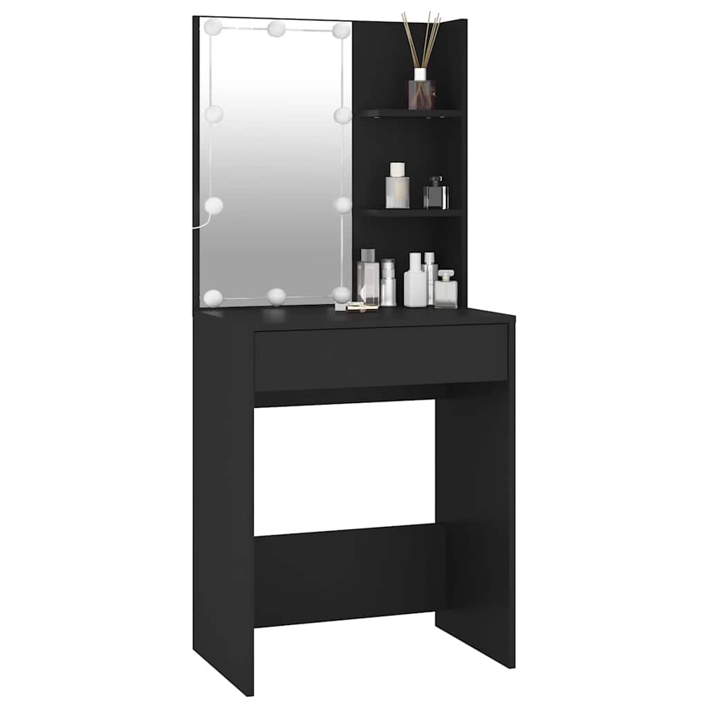 Toaletni stolić s LED svjetlima crni 60 x 40 x 140 cm