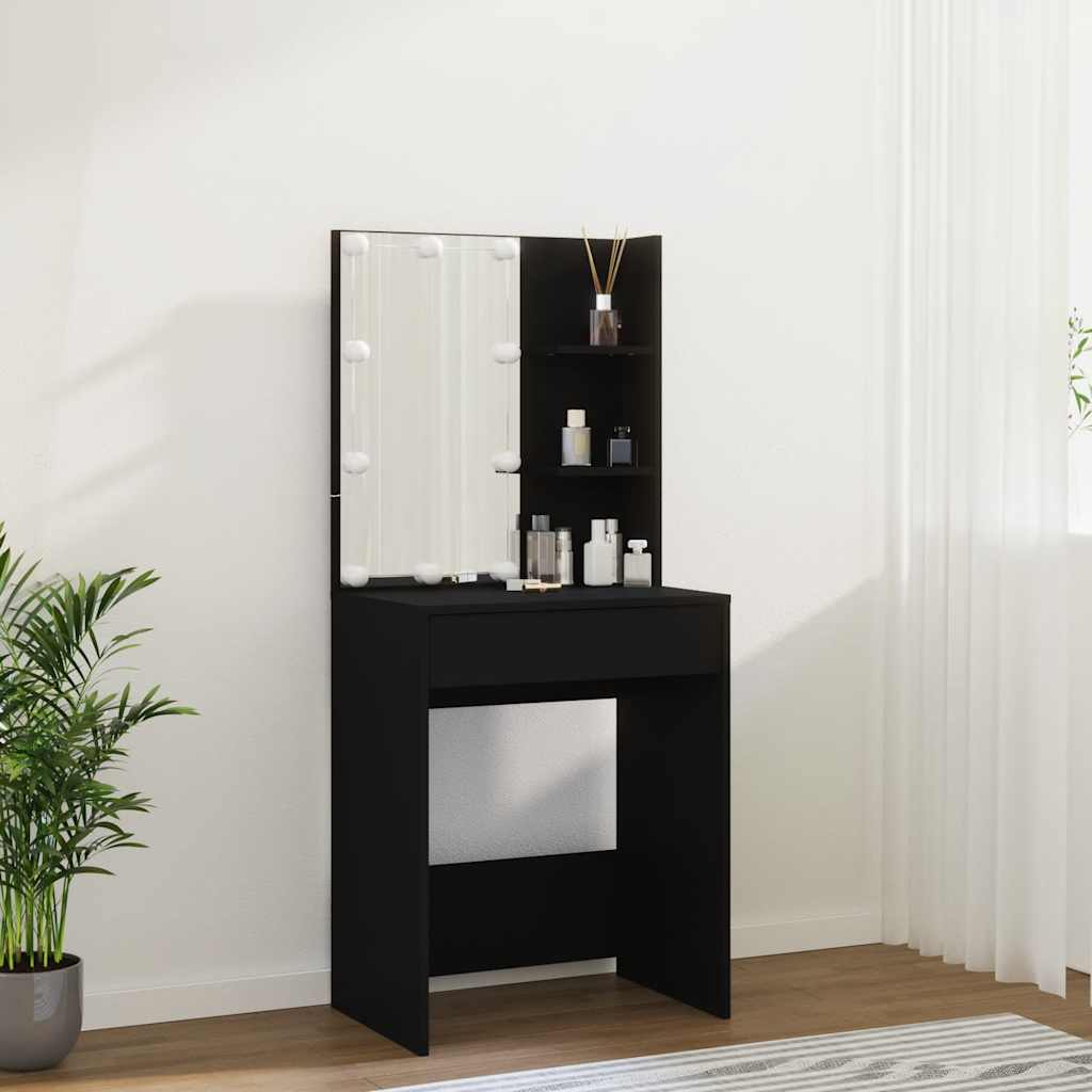 Toaletni stolić s LED svjetlima crni 60 x 40 x 140 cm