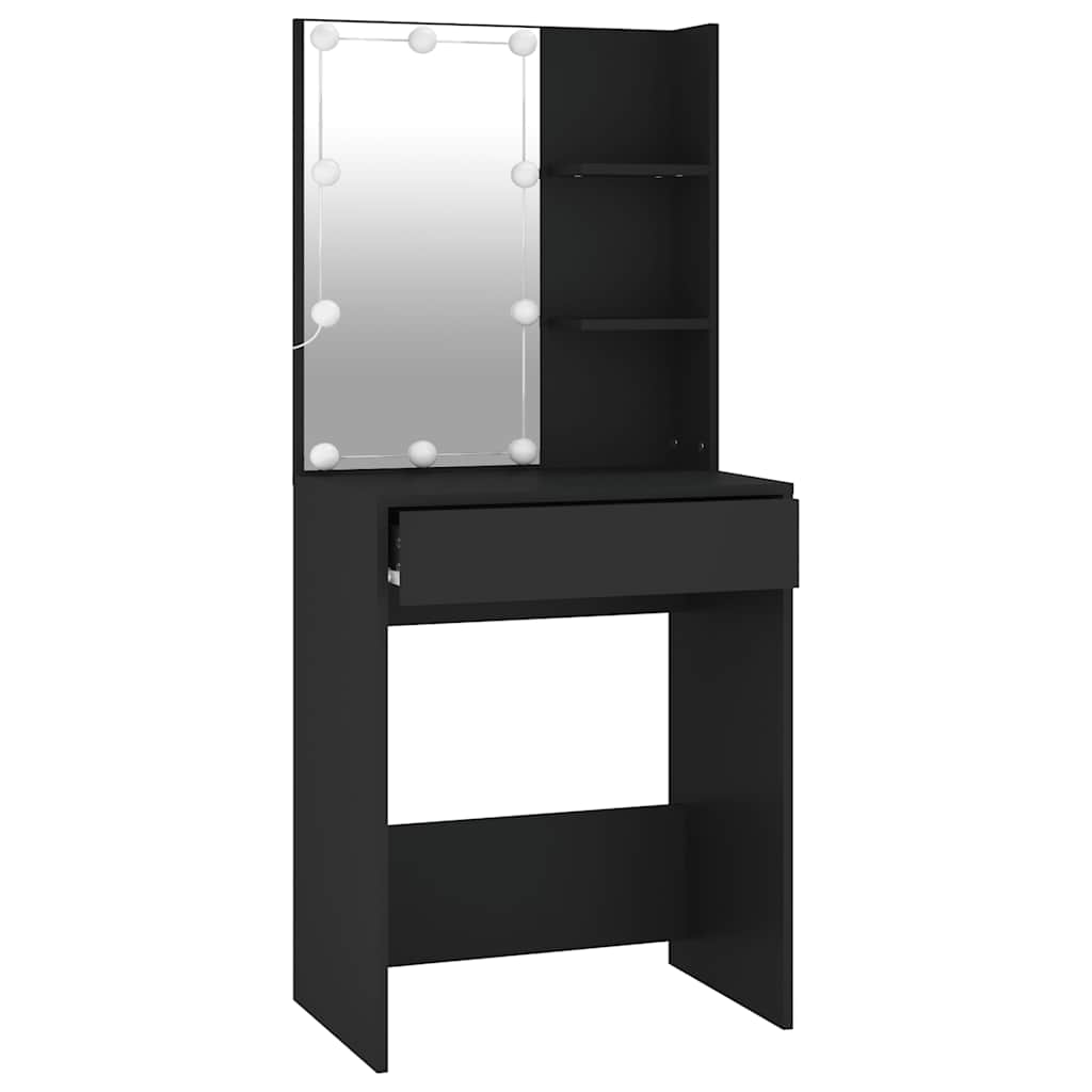 Toaletni stolić s LED svjetlima crni 60 x 40 x 140 cm