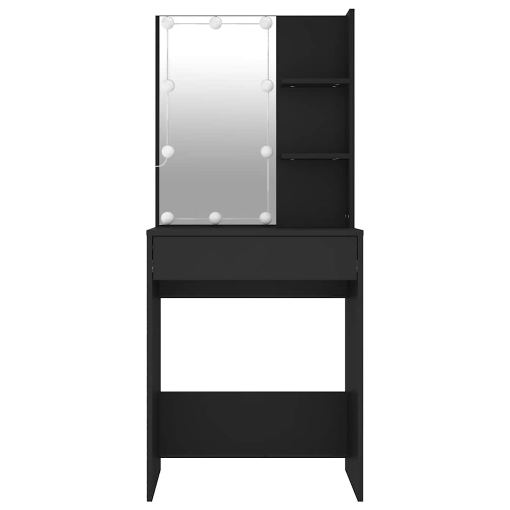 Toaletni stolić s LED svjetlima crni 60 x 40 x 140 cm