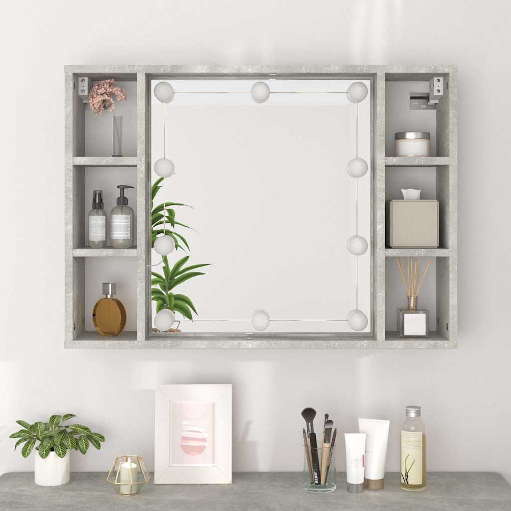 Kupaonski ormarić s ogledalom LED boja betona 76 x 15 x 55 cm