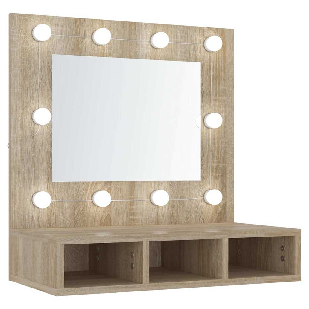 Ormarić s ogledalom LED boja hrasta sonome 60 x 31,5 x 62 cm