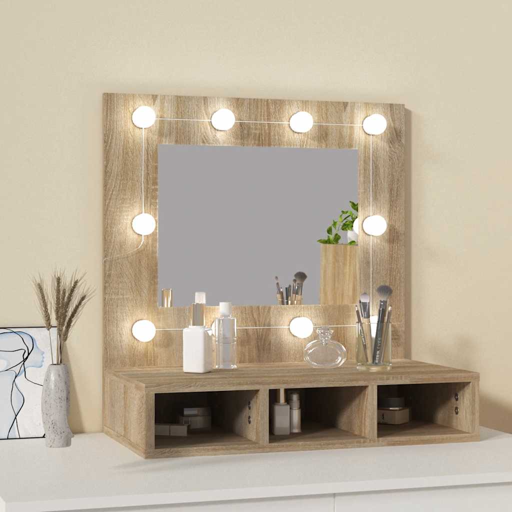 Ormarić s ogledalom LED boja hrasta sonome 60 x 31,5 x 62 cm