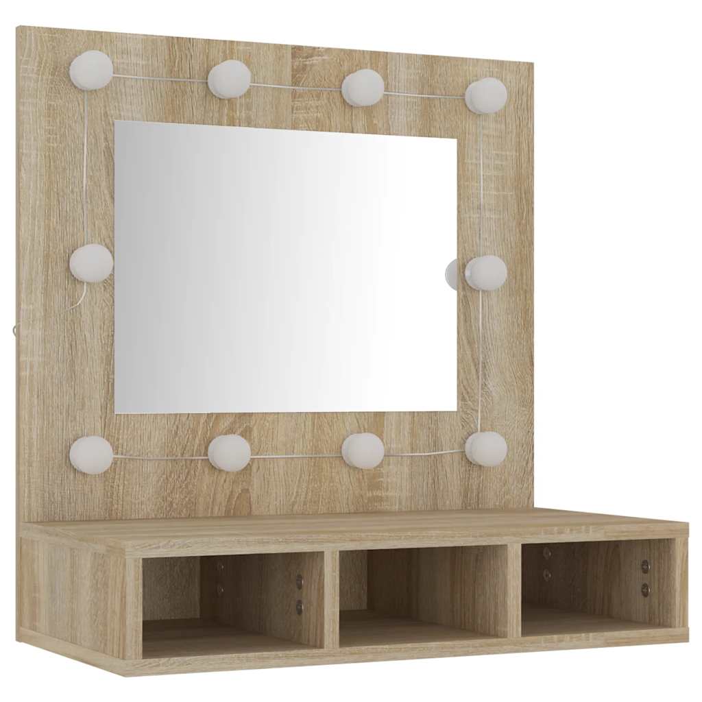 Ormarić s ogledalom LED boja hrasta sonome 60 x 31,5 x 62 cm