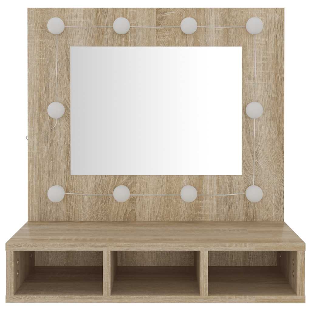 Ormarić s ogledalom LED boja hrasta sonome 60 x 31,5 x 62 cm