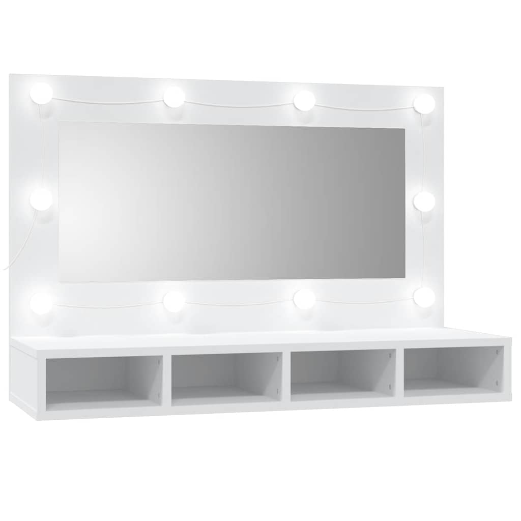 Ormarić s ogledalom i LED svjetlima bijeli 90 x 31,5 x 62 cm
