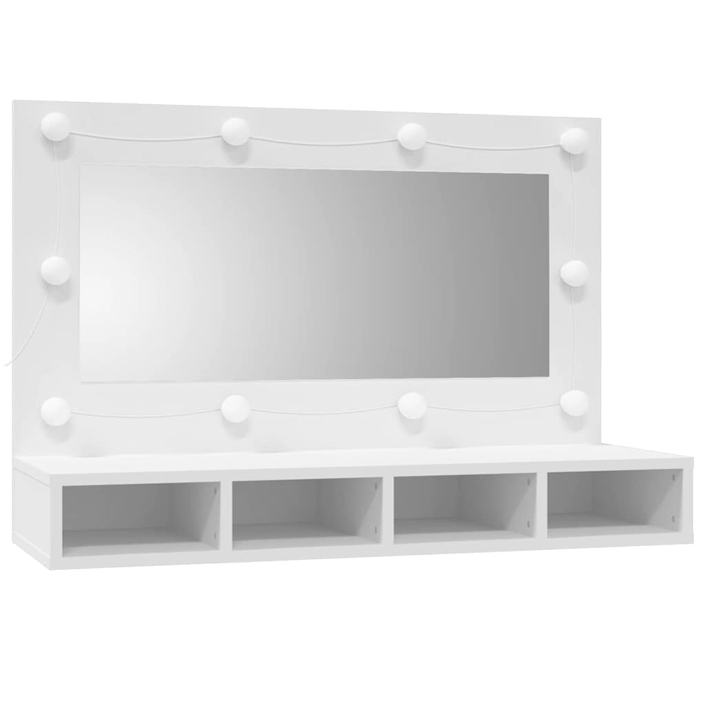 Ormarić s ogledalom i LED svjetlima bijeli 90 x 31,5 x 62 cm