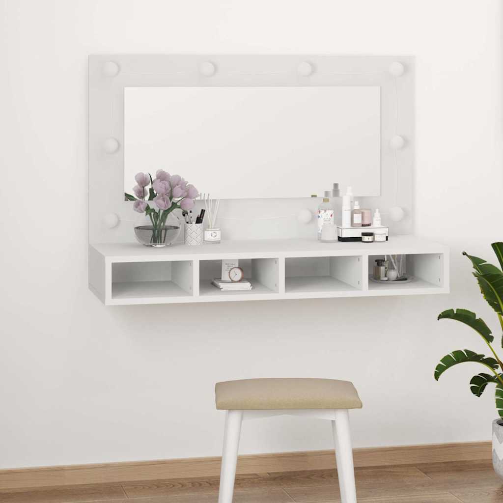 Ormarić s ogledalom i LED svjetlima bijeli 90 x 31,5 x 62 cm