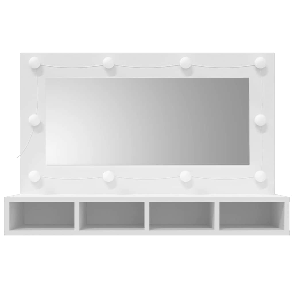 Ormarić s ogledalom i LED svjetlima bijeli 90 x 31,5 x 62 cm