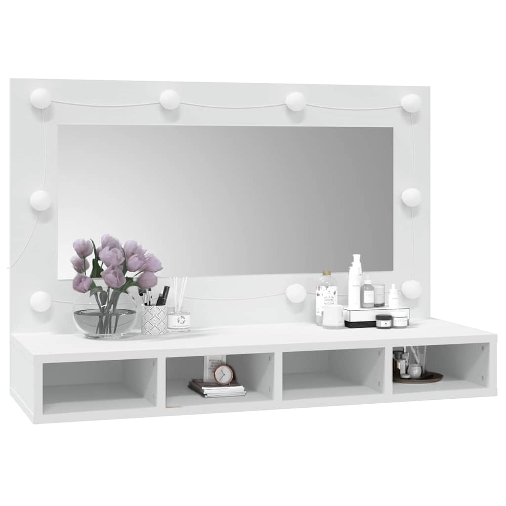 Ormarić s ogledalom i LED svjetlima bijeli 90 x 31,5 x 62 cm