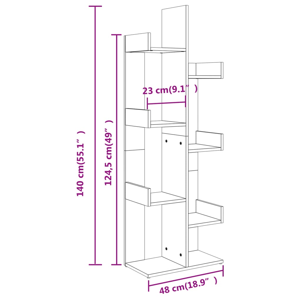 Ormarić za knjige boja hrasta 48x25,5x140 cm konstruirano drvo