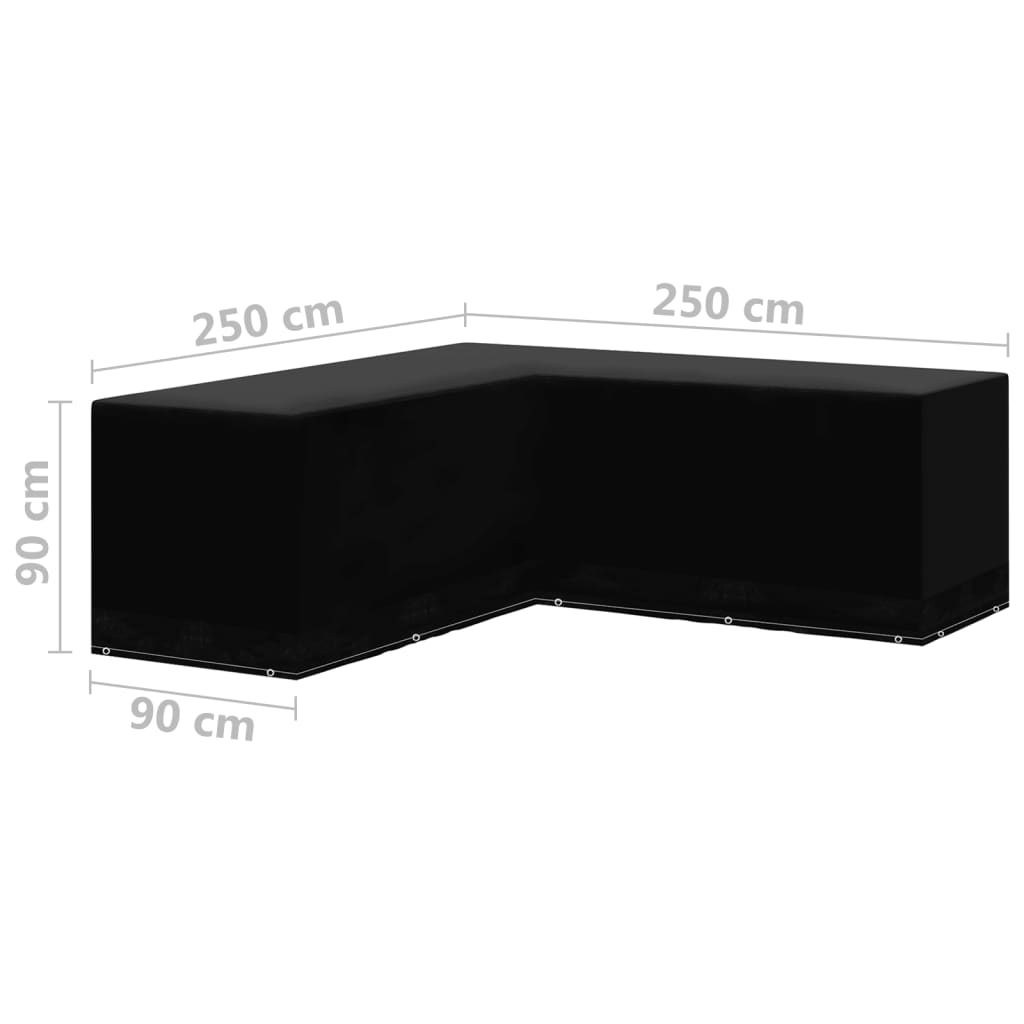Navlake za vrtni namještaj L-oblik 12 ušica 2 kom 250x250x90 cm