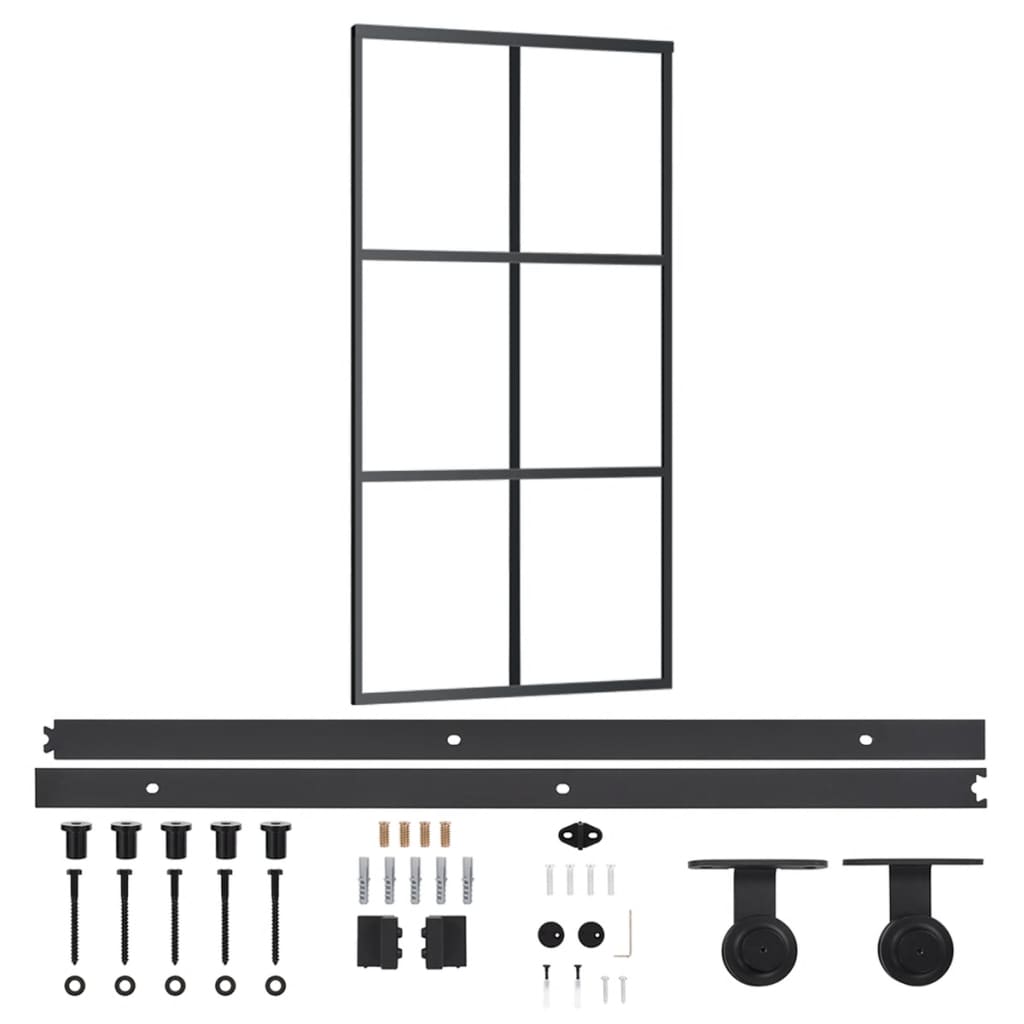 Klizna vrata s priborom ESG staklo i aluminij 102 x 205 cm