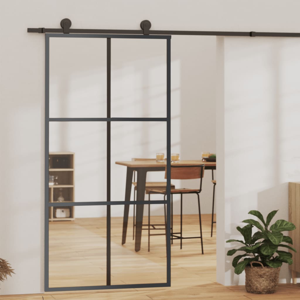 Klizna vrata s priborom ESG staklo i aluminij 102 x 205 cm