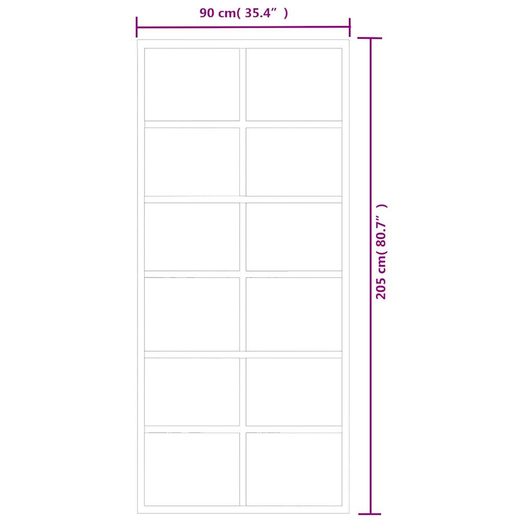 Klizna vrata s priborom ESG staklo i aluminij 90 x 205 cm