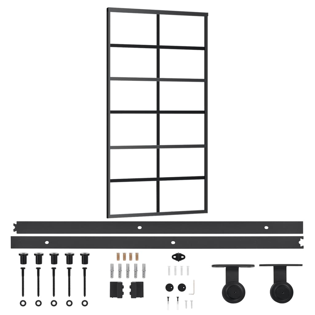 Klizna vrata s priborom ESG staklo i aluminij 102 x 205 cm