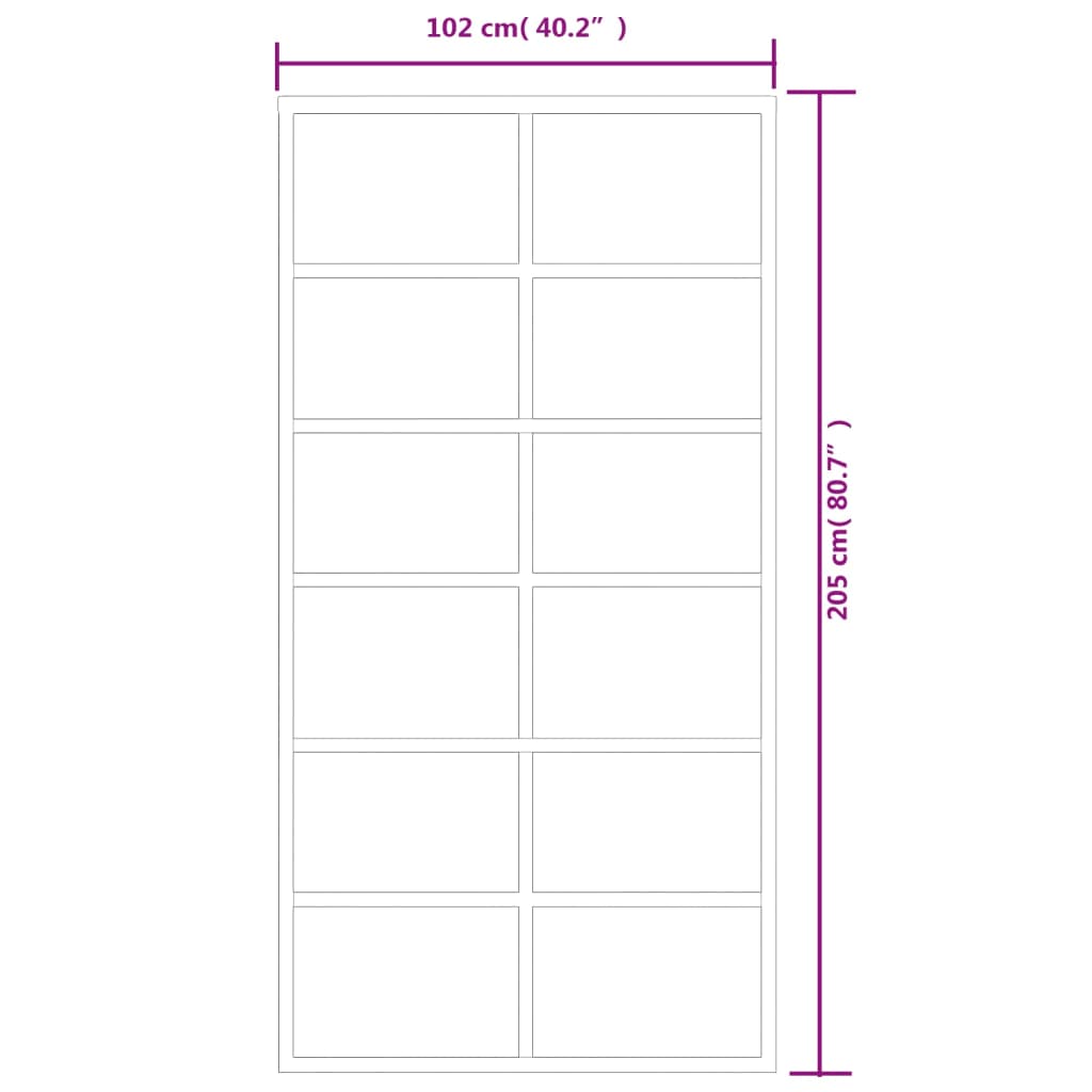 Klizna vrata s priborom ESG staklo i aluminij 102 x 205 cm