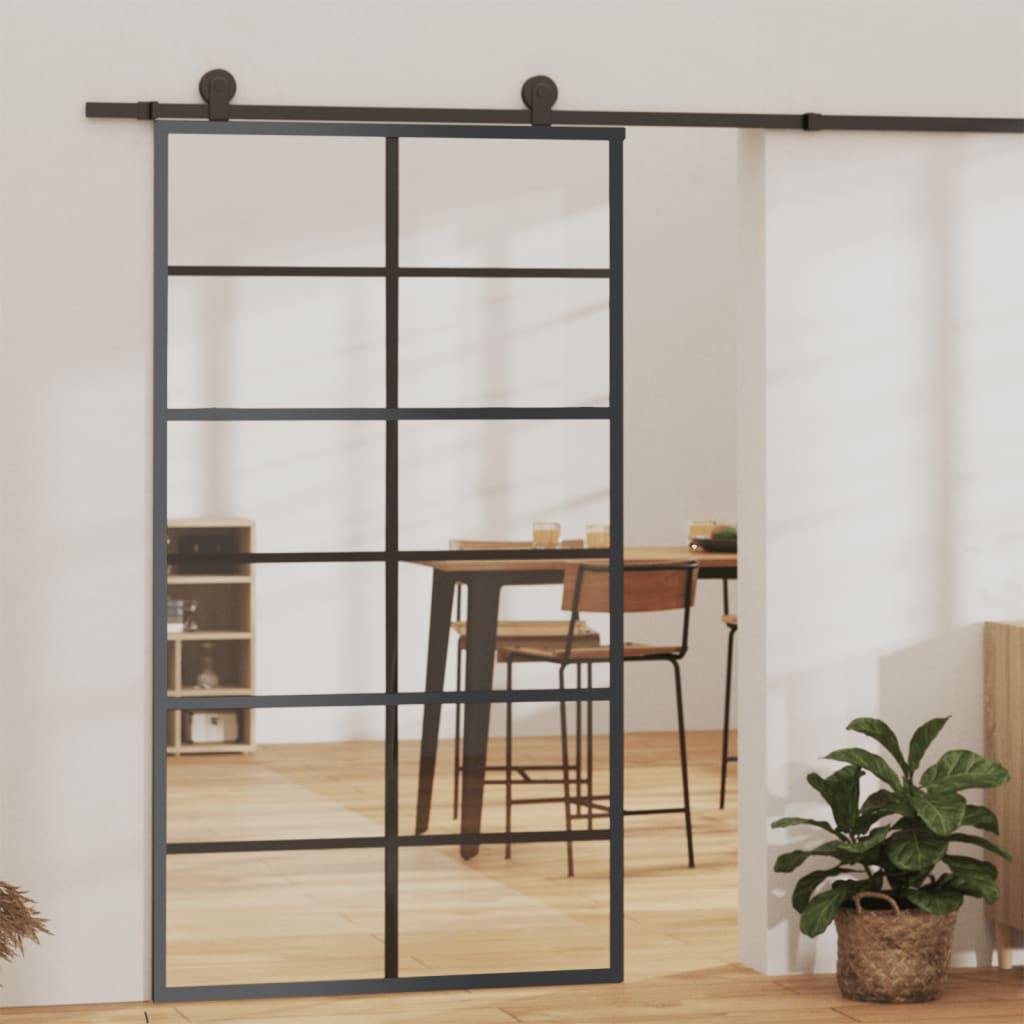 Klizna vrata s priborom ESG staklo i aluminij 102 x 205 cm
