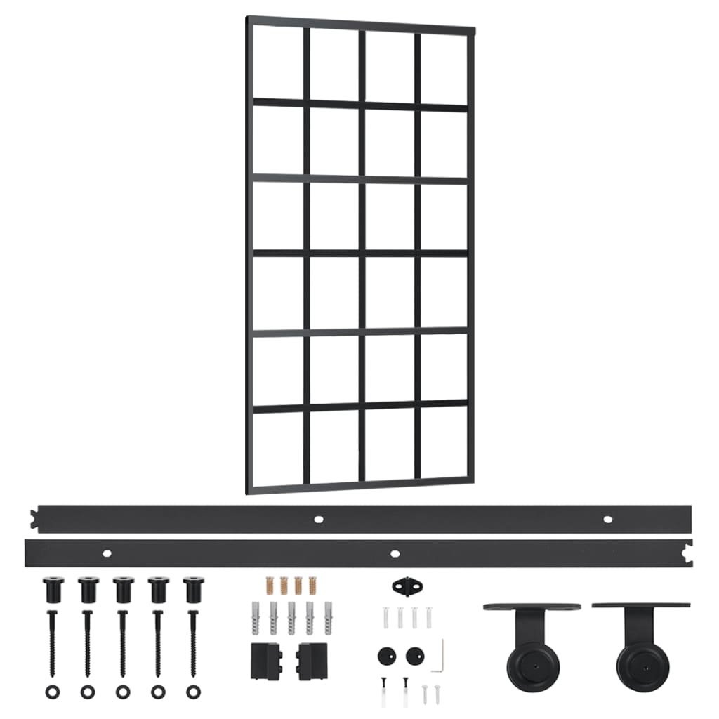 Klizna vrata s priborom ESG staklo i aluminij 102 x 205 cm