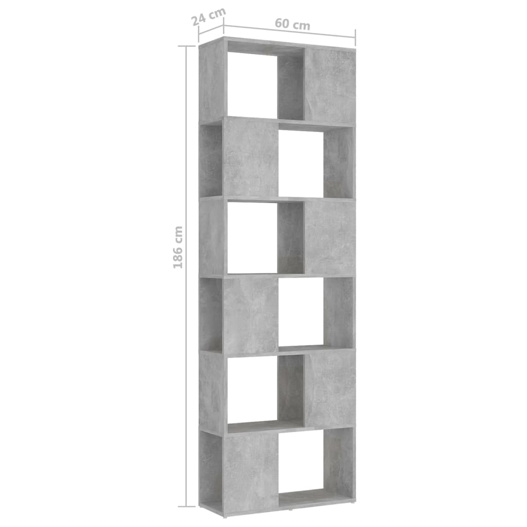 Ormarić za knjige / pregrada boja betona 60x24x186 cm drvena