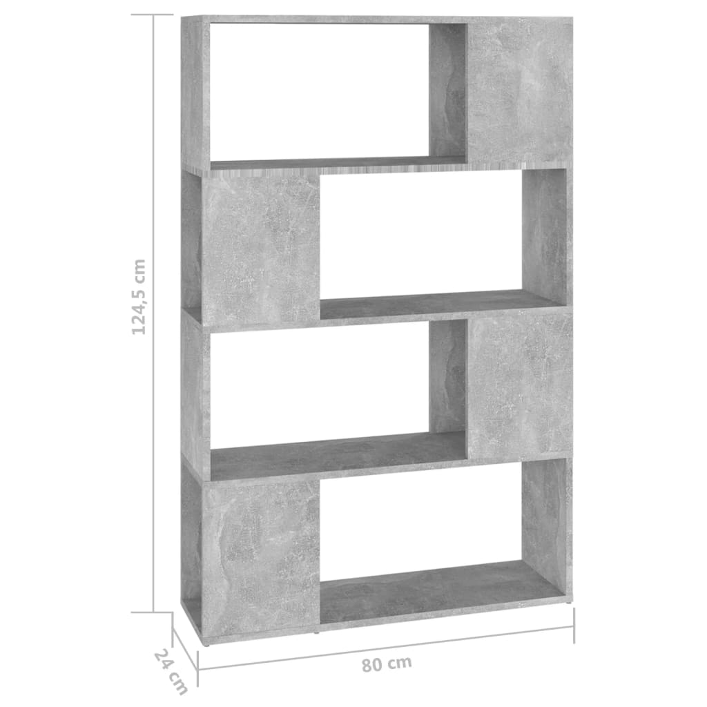 Ormarić za knjige / pregrada boja betona 80x24x124,5 cm drveni