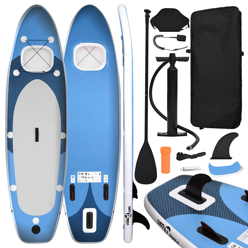 Set daske za veslanje stojeći na napuhavanje plavi 360x81x10 cm