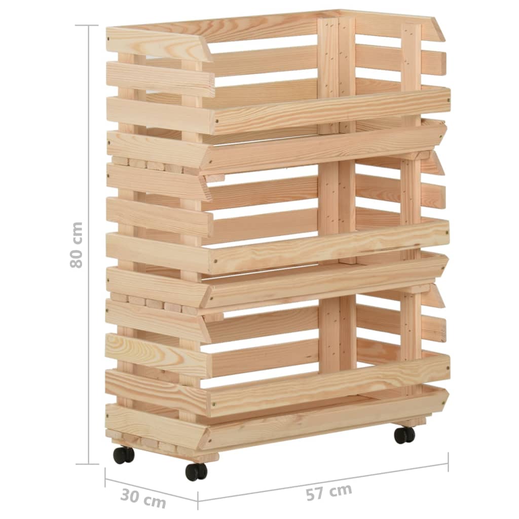 Kolica za povrće 57 x 30 x 80 cm od masivne borovine