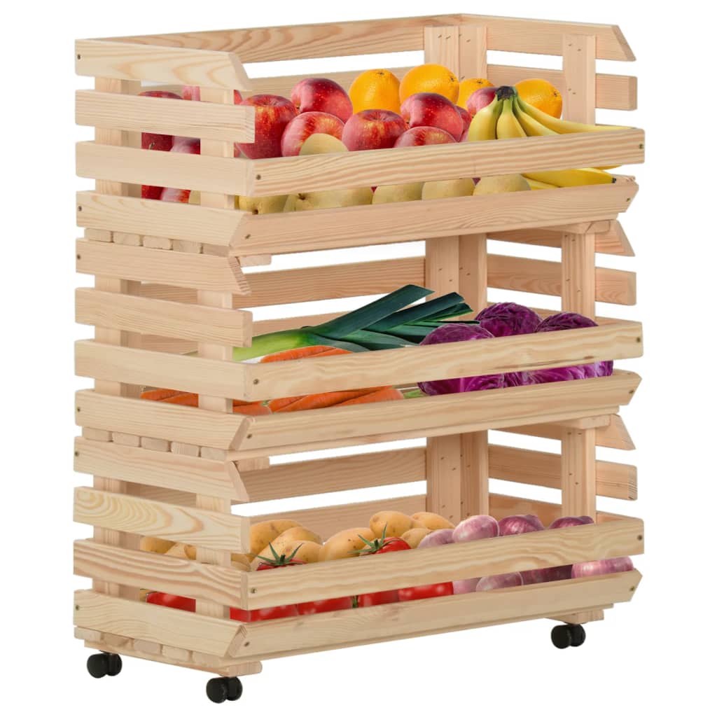 Kolica za povrće 77 x 30 x 80 cm od masivne borovine