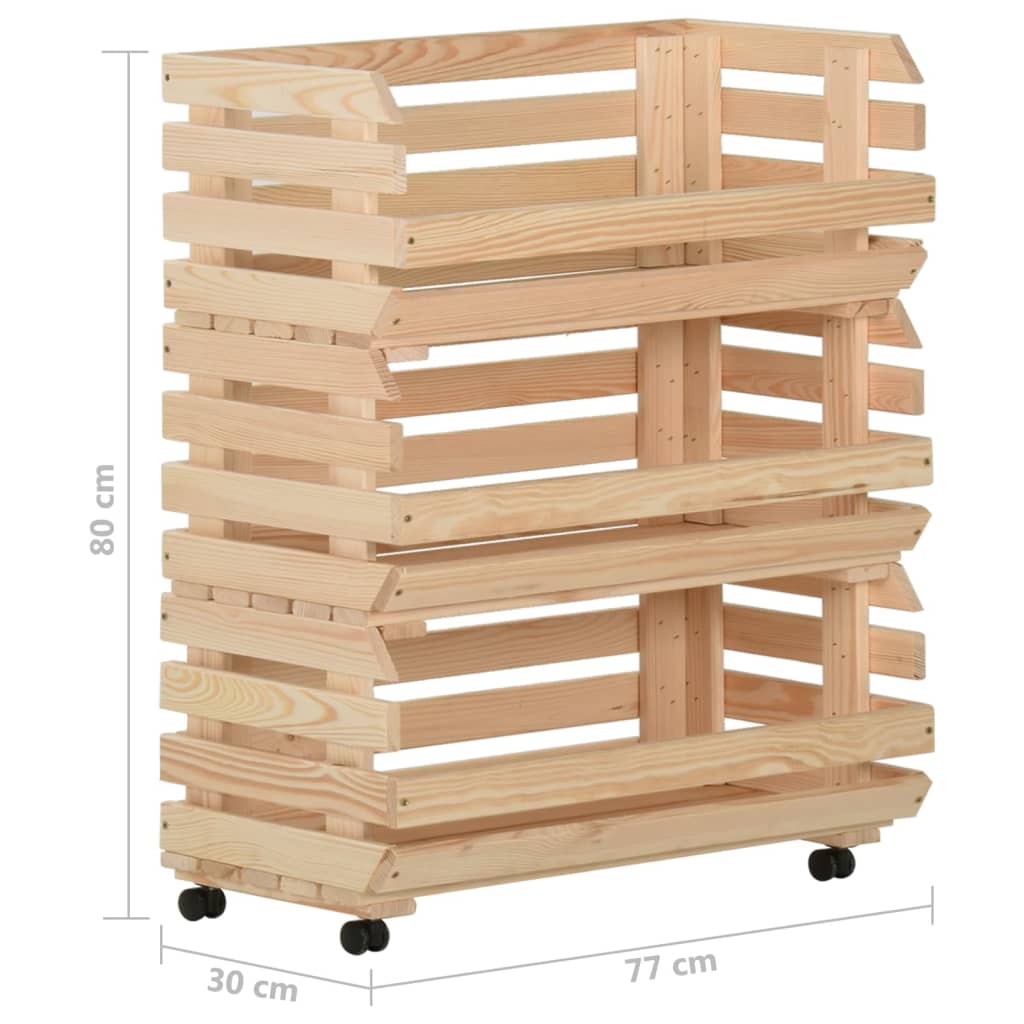 Kolica za povrće 77 x 30 x 80 cm od masivne borovine
