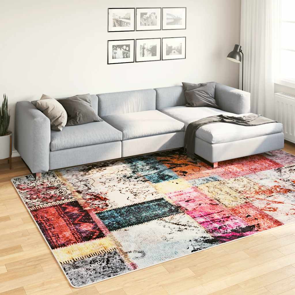 Perivi tepih s patchworkom 190 x 300 cm raznobojni