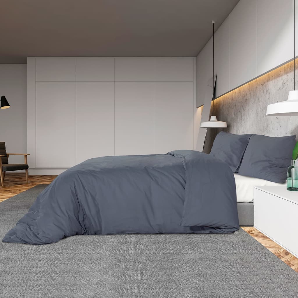 Set posteljine za poplun antracit 200x220 cm lagana mikrovlakna