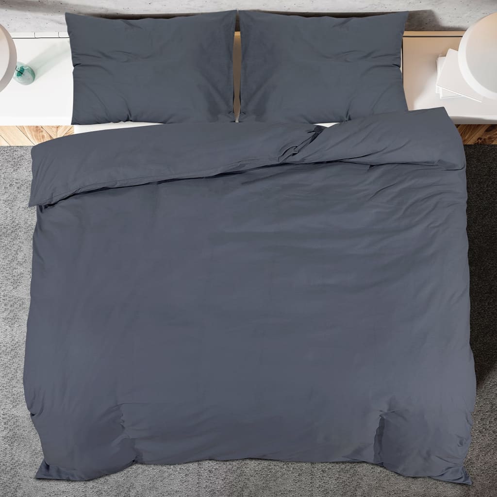 Set posteljine za poplun antracit 200x220 cm lagana mikrovlakna