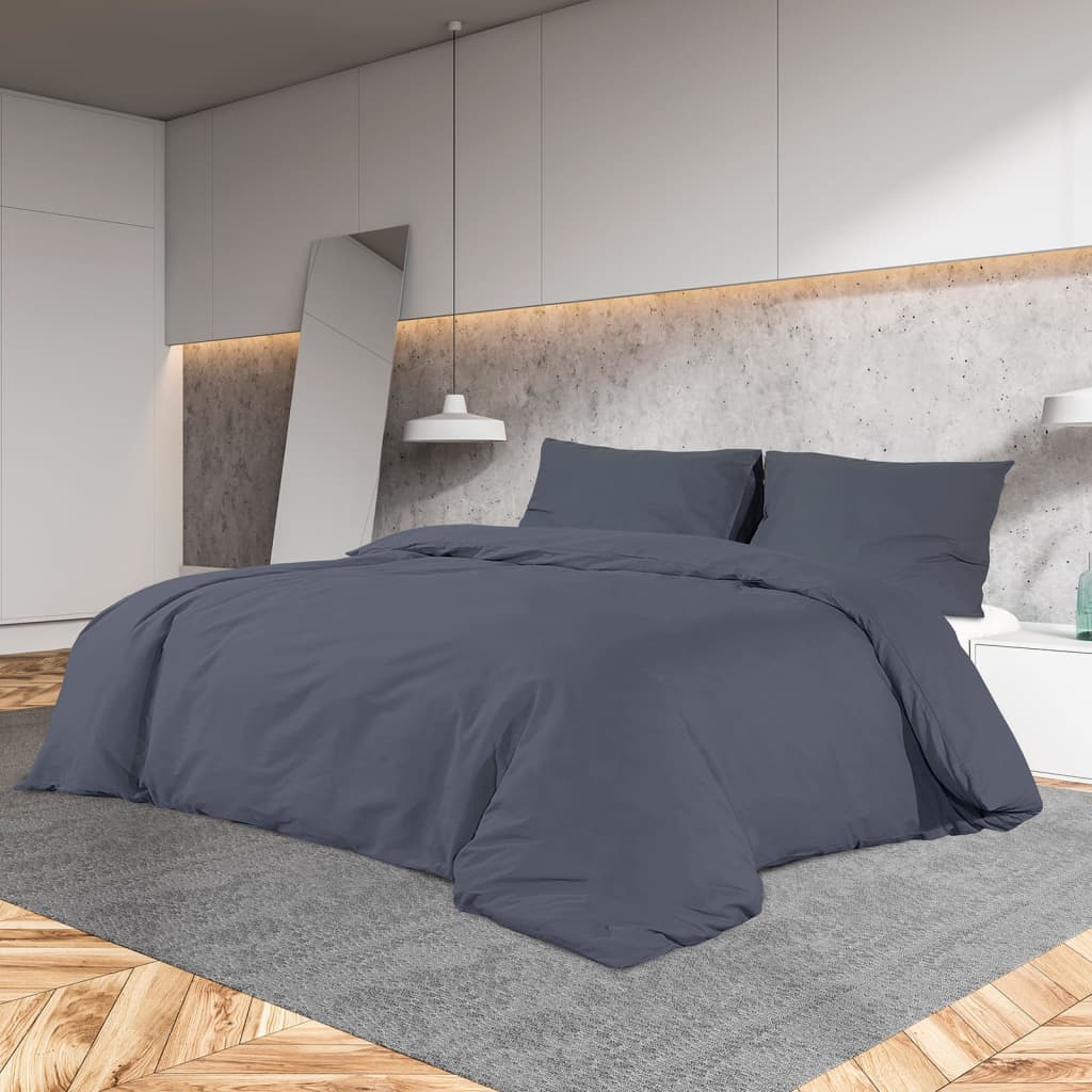 Set posteljine za poplun antracit 200x220 cm lagana mikrovlakna