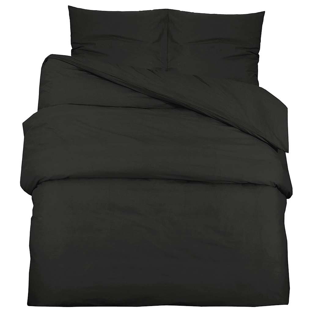 Set posteljine za poplun crni 200 x 220 cm lagana mikrovlakna