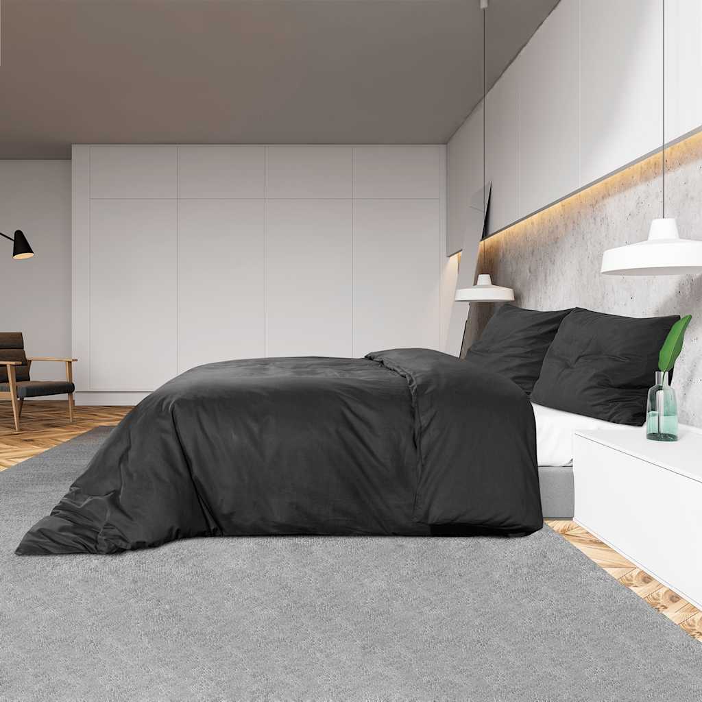 Set posteljine za poplun crni 200 x 220 cm lagana mikrovlakna