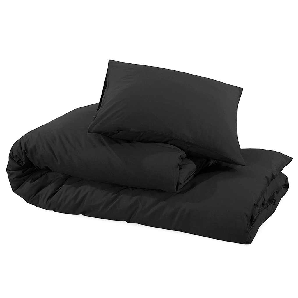 Set posteljine za poplun crni 200 x 220 cm lagana mikrovlakna