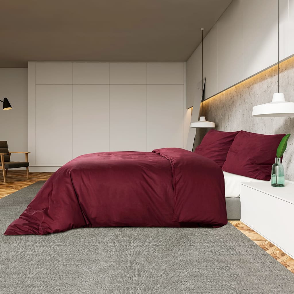 Set posteljine za poplun bordo 140 x 200 cm lagana mikrovlakna