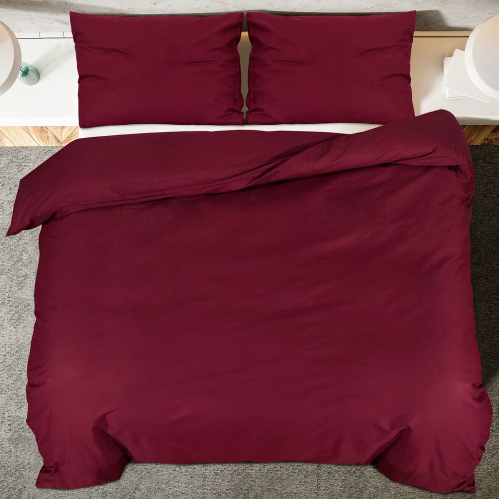 Set posteljine za poplun bordo 140 x 200 cm lagana mikrovlakna