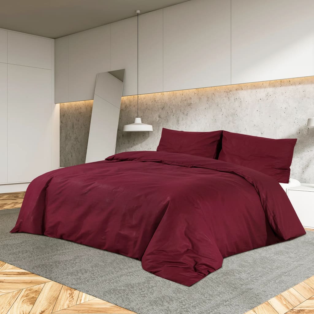 Set posteljine za poplun bordo 220x240 cm lagana mikrovlakna