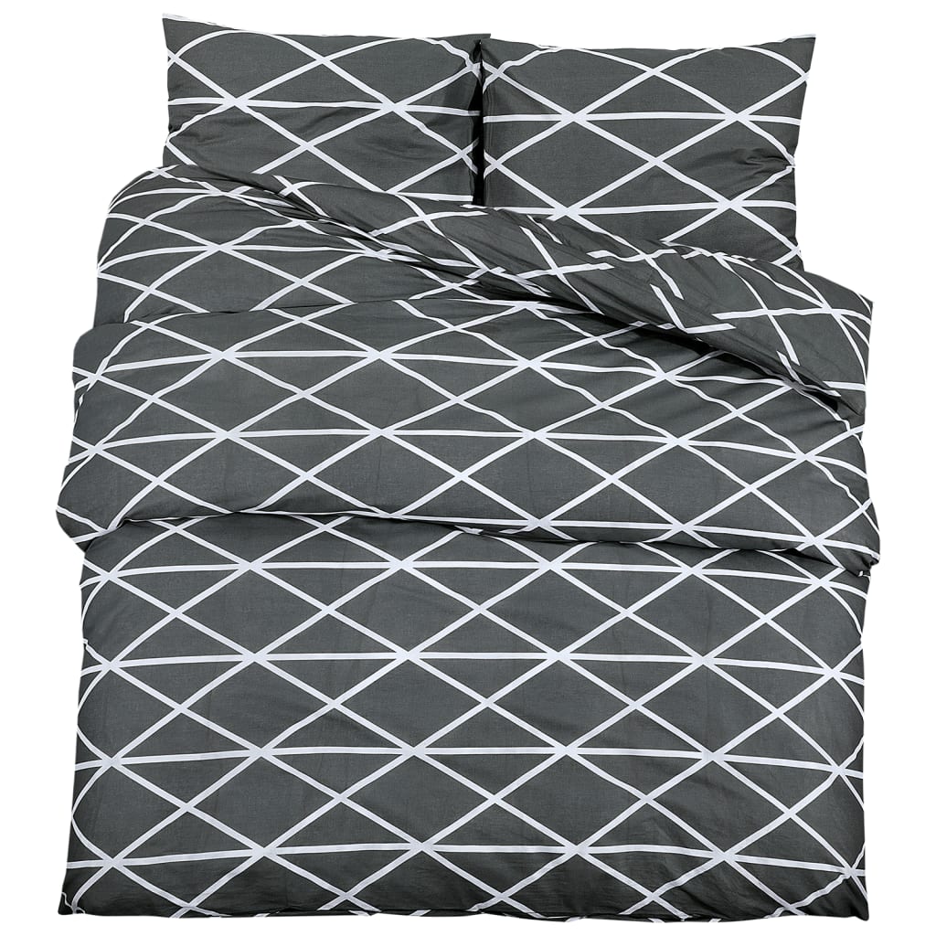 Set posteljine za poplun sivi 200x200 cm pamučni