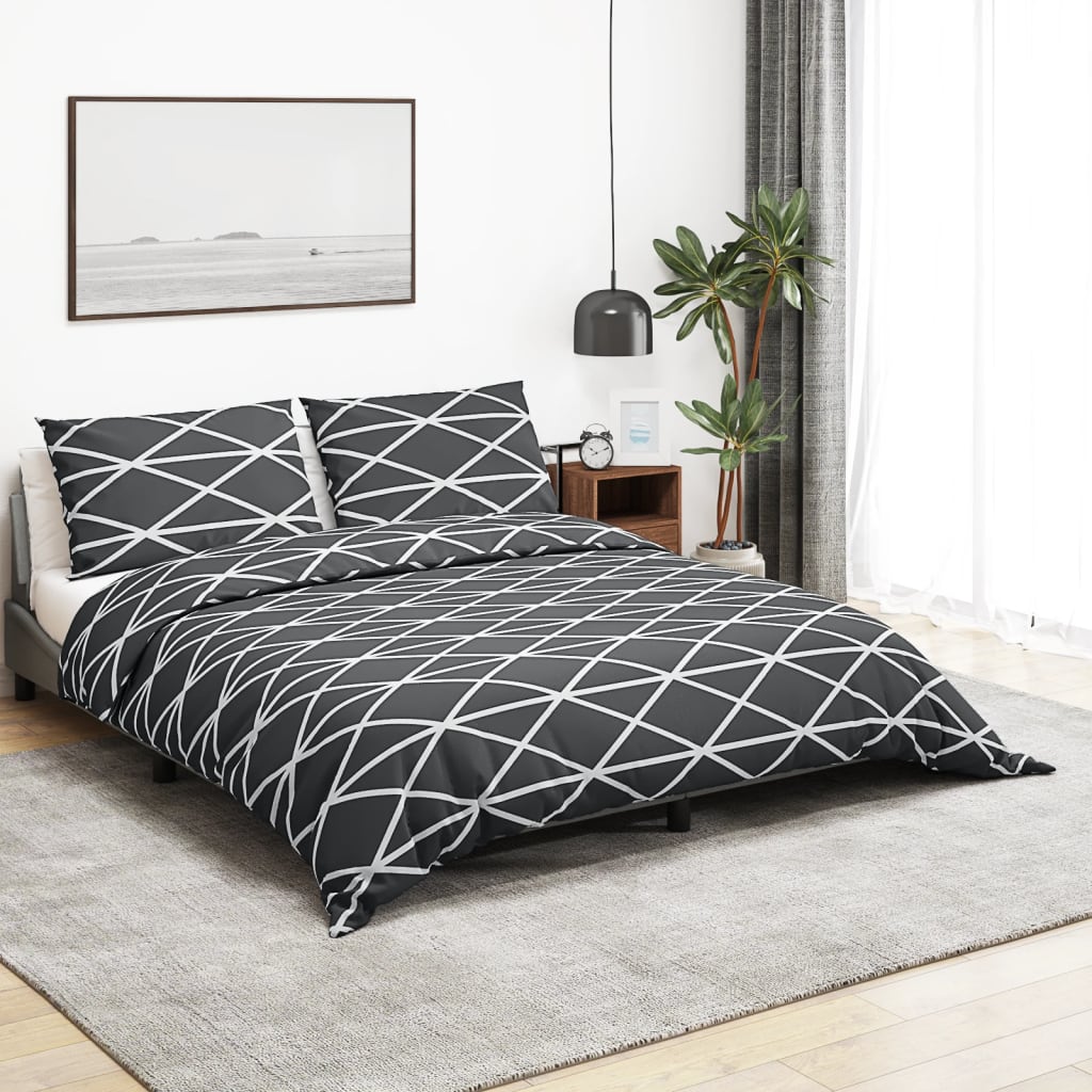 Set posteljine za poplun sivi 135 x 200 cm pamučni