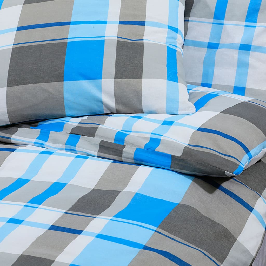 Set posteljine za poplun plavo-sivi 220x240 cm pamučni