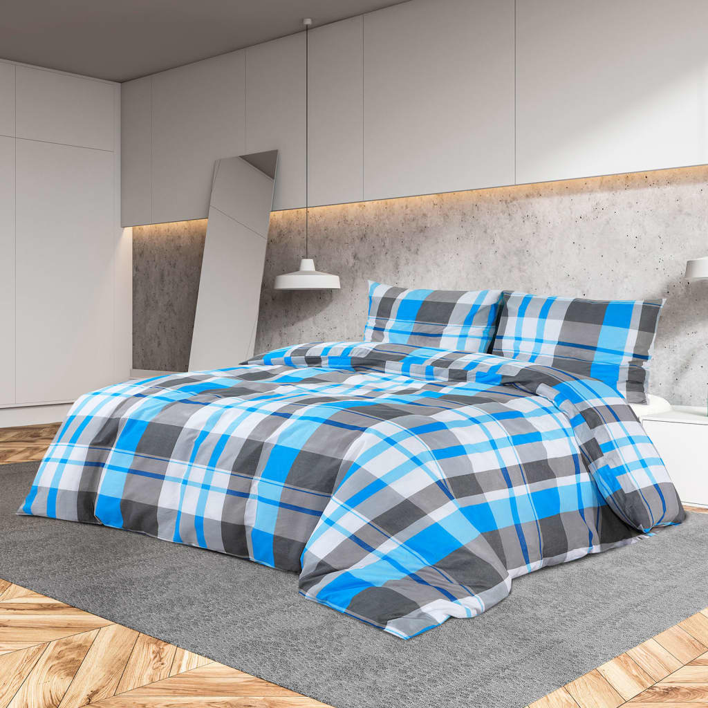 Set posteljine za poplun plavo-sivi 220x240 cm pamučni
