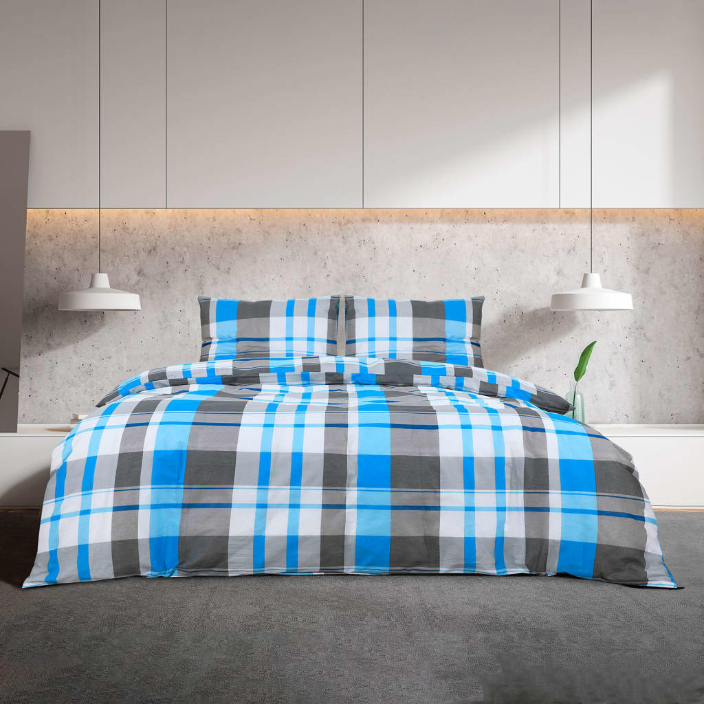 Set posteljine za poplun plavo-sivi 135 x 200 cm pamučni