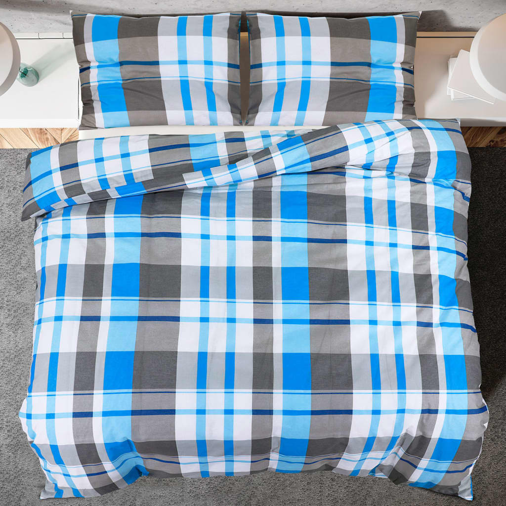 Set posteljine za poplun plavo-sivi 200x220 cm pamučni