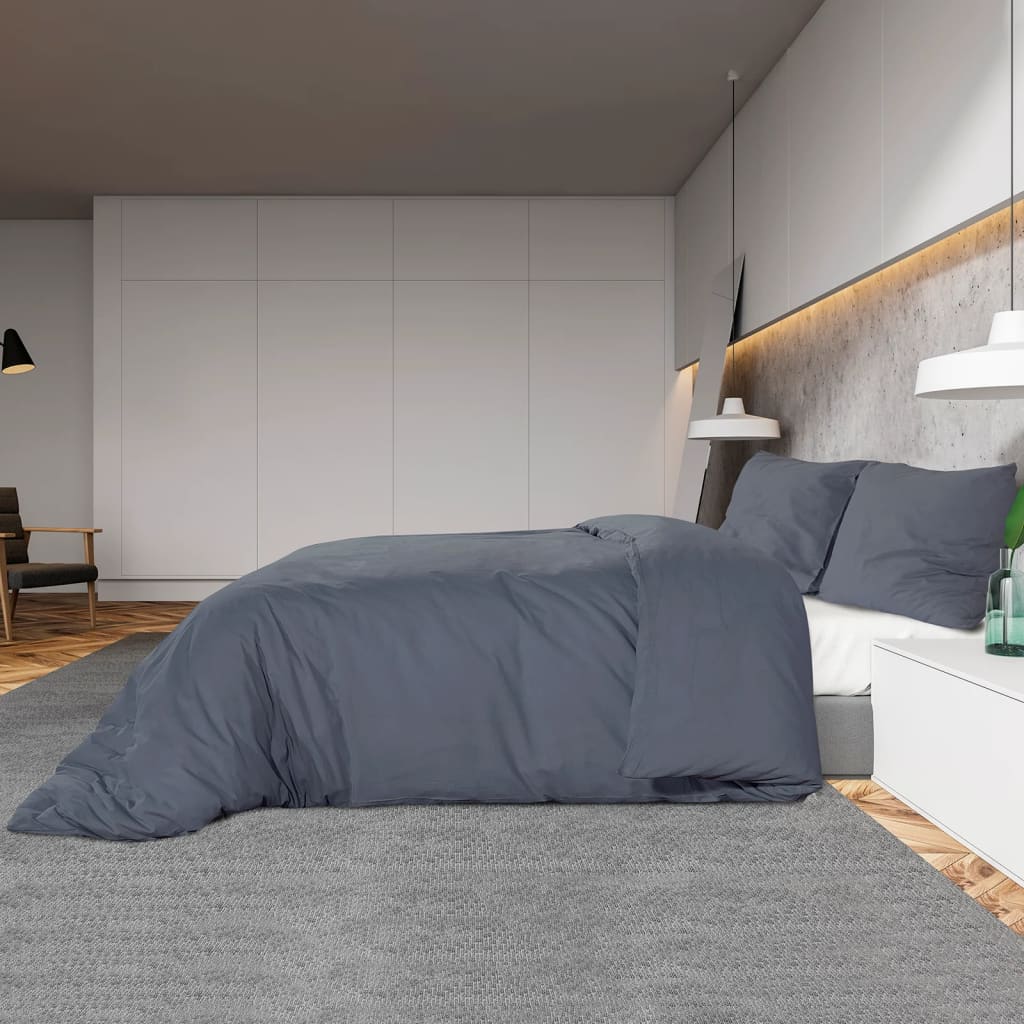 Set posteljine za poplun antracit 155x220 cm pamučni