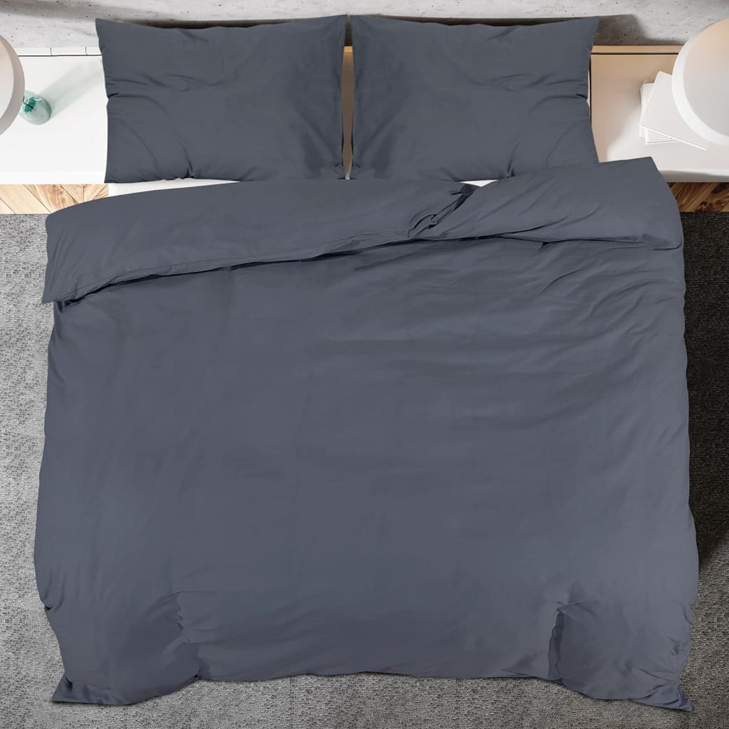 Set posteljine za poplun antracit 155x220 cm pamučni