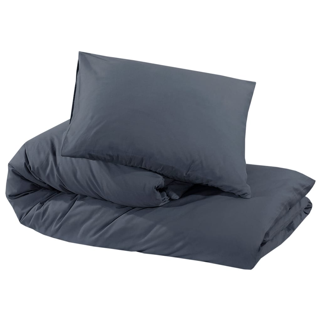 Set posteljine za poplun antracit 200x200 cm pamučni