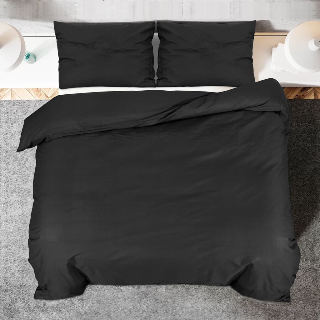 Komplet posteljine crna 220 x 240 cm od pamuka