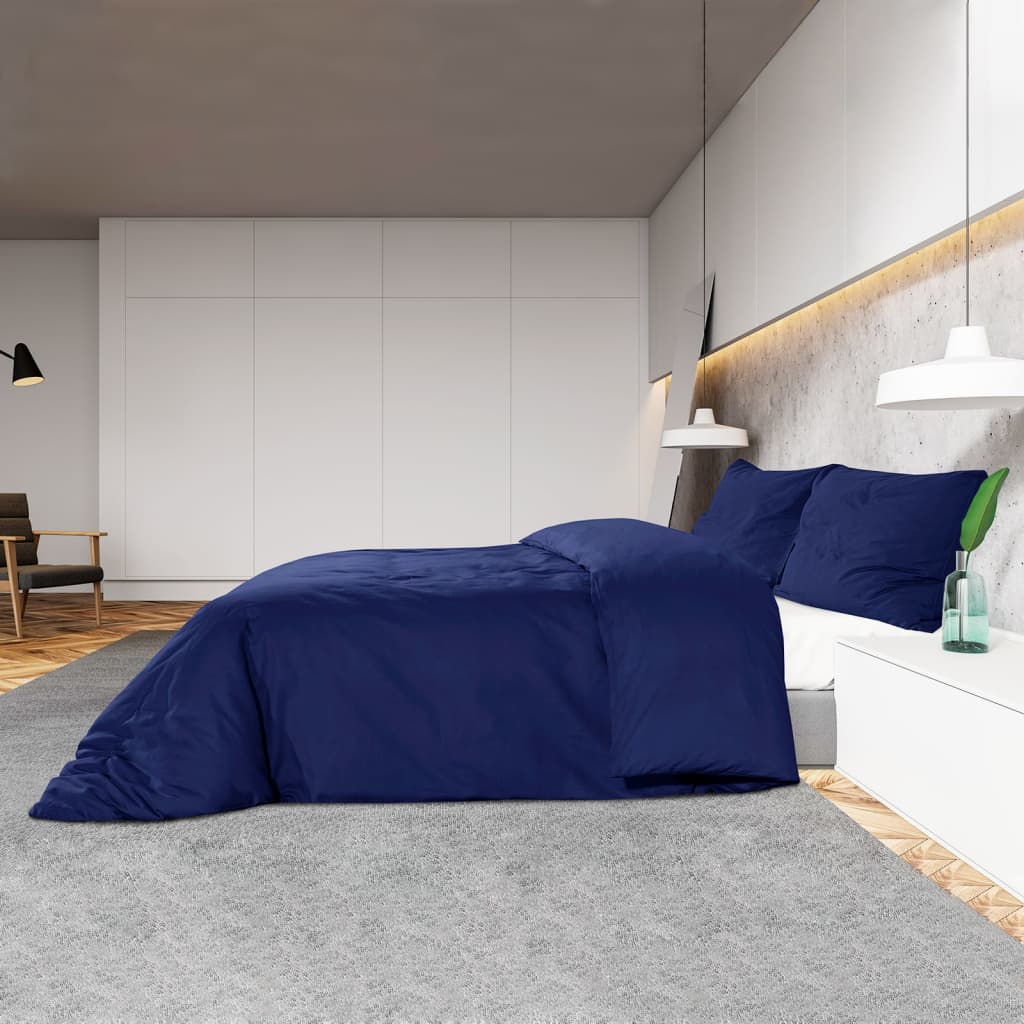Set posteljine za poplun modri 200 x 200 cm pamučni